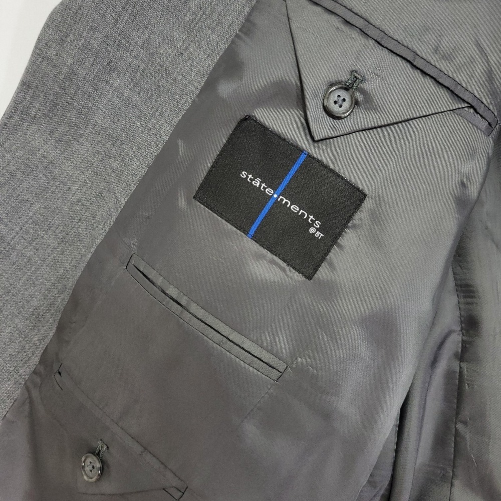 Statements Men's Sport‎ Coat Blazer Two Button Gray Poly Wool Blend Size 48R - Picture 11 of 13